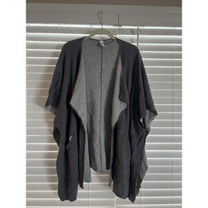 LULULEMON After Asana Wrap Open Front Charcoal Gray & Light Gray Cardigan Pocket